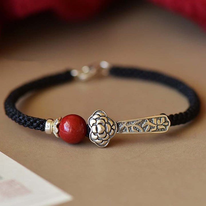 Buddha Stones 925 Sterling Silver Cinnabar Blessing String Bracelet - Black(Bracelet Size 15-16cm) - image 4