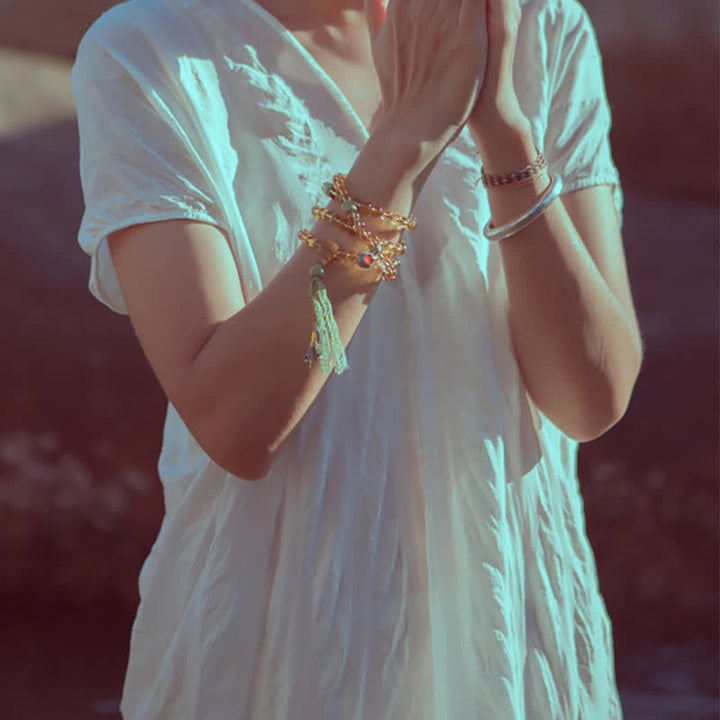 108 Mala Beads 925 Sterling Silver Citrine Sandalwood Turquoise Protection Prosperity Bracelet - image 7