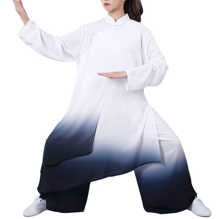 Buddha Stones Gradient Painting Meditation Prayer Spiritual Zen Tai Chi Qigong Practice Unisex Clothing Set