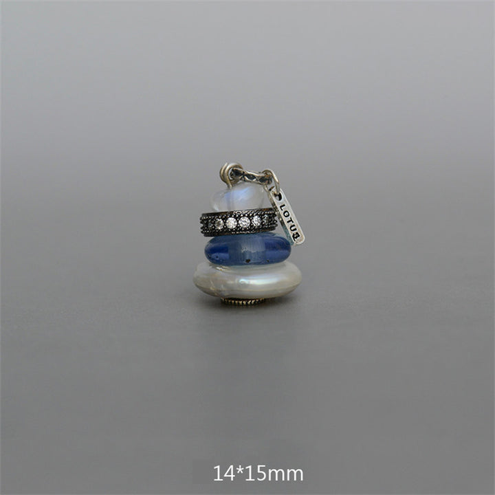 Buddha Stones Zen Cairn Labradorite Various Crystals Calm Pendant Necklace - Moonstone&Glass Bead&Pearl Pendant 14*15mm - image 24