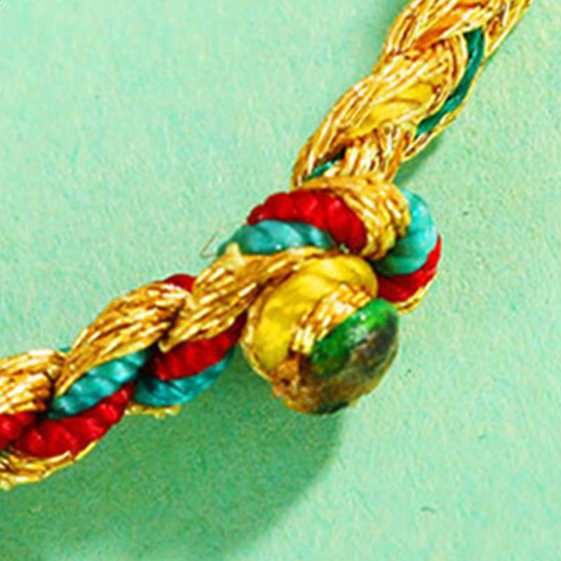 Buddha Stones Handmade Multicolored Dragon Scale Pattern Braid String Bracelet