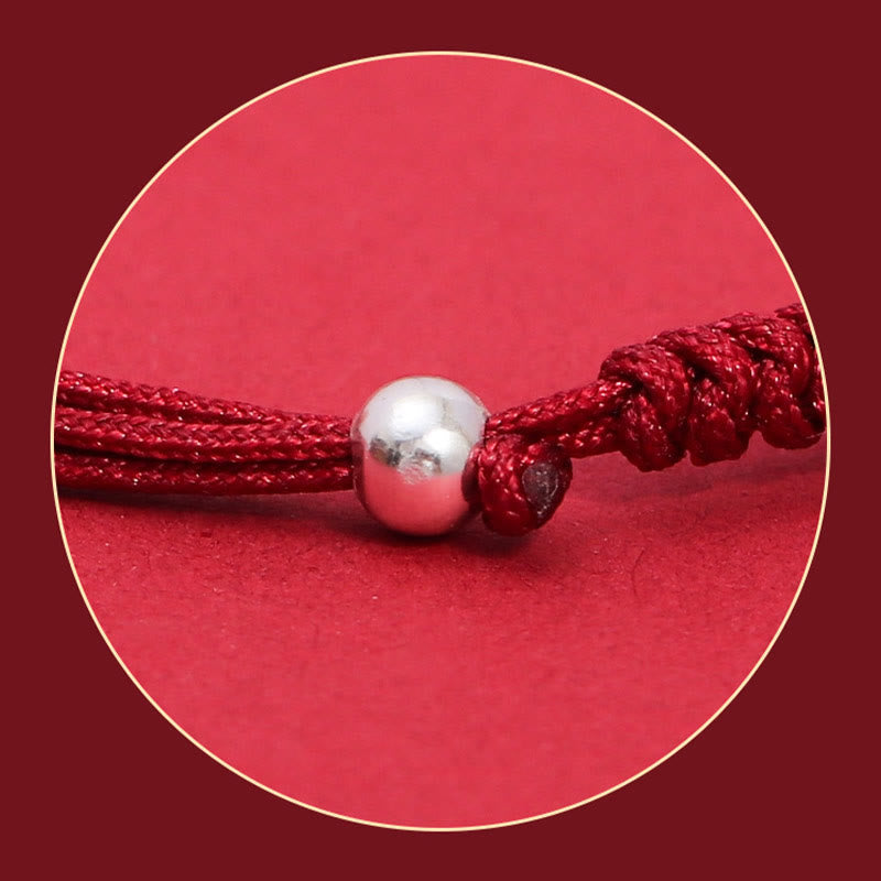 Buddha Stones 999 Sterling Silver PiXiu Strawberry Quartz Bead Wealth Luck Braided Bracelet - image 7