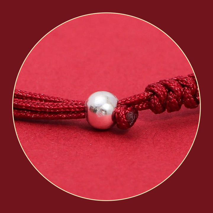 Buddha Stones 999 Sterling Silver PiXiu Strawberry Quartz Bead Wealth Luck Braided Bracelet - image 7