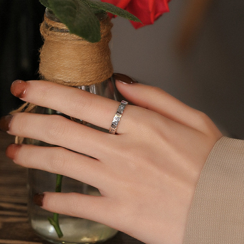 Buddha Stones 925 Sterling Silver Six True Words Calm Wisdom Ring - image 4