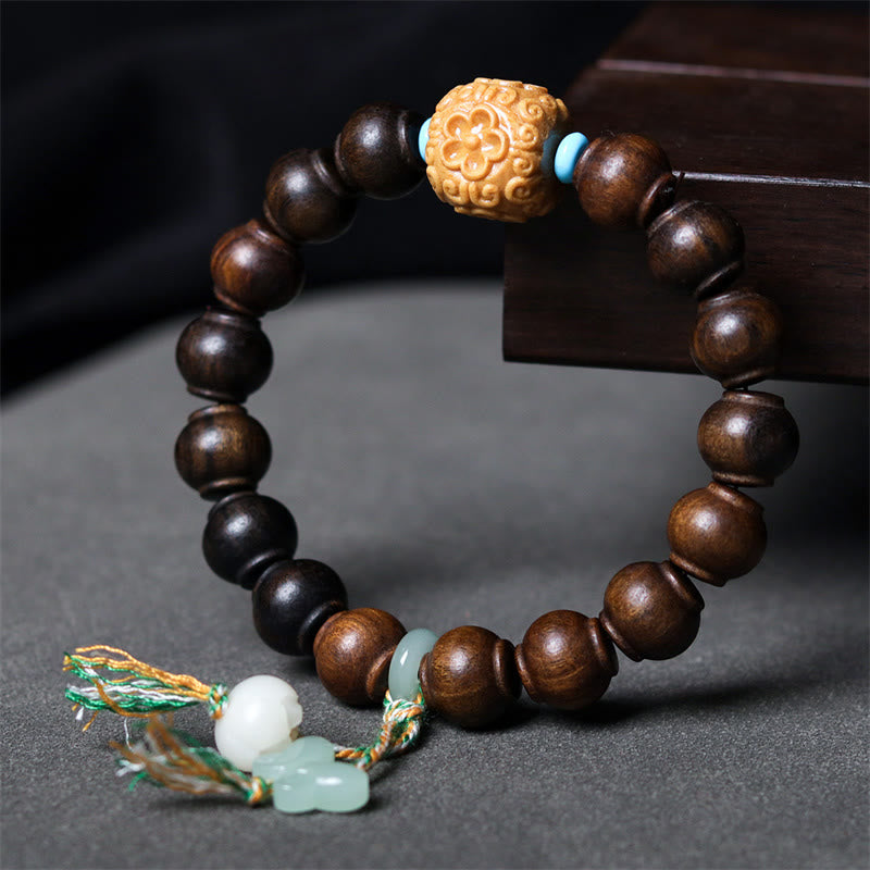 Buddha Stones Agarwood Lantern Beads Butterfly Lotus Charm Strength Bracelet