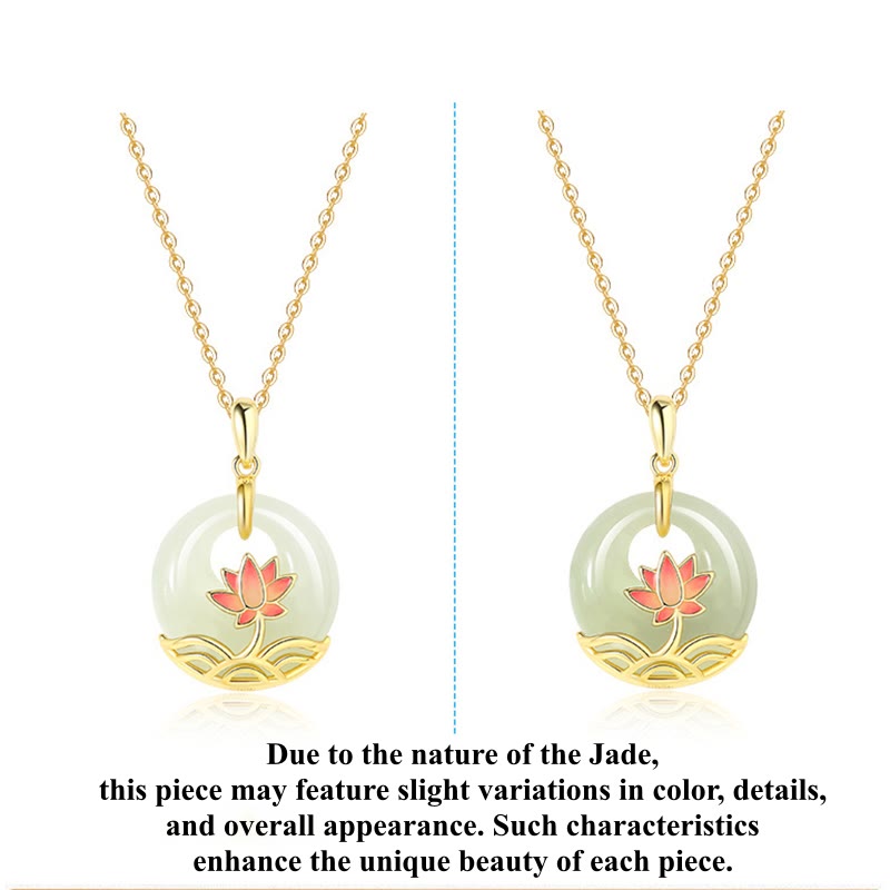 Buddha Stones 925 Sterling Silver Hetian White Jade Lotus Flower Blessing Necklace Pendant - image 9