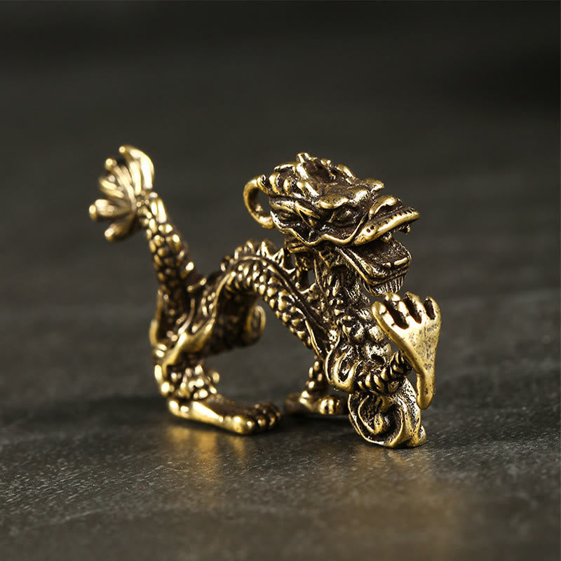 Buddha Stones Year Of The Dragon Mini Brass Dragon Luck Protection Home Decoration - image 2