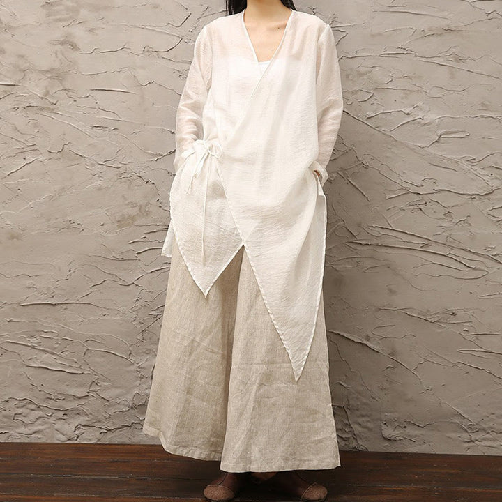 Simple White Beige Pattern Meditation Spiritual Zen Practice Yoga Clothing Women's Clothes - image 10