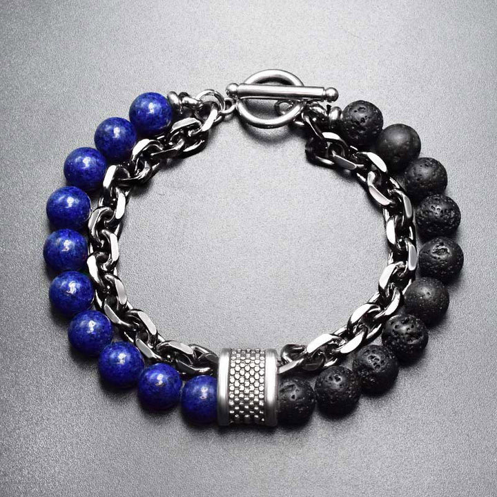 Buddha Stones Natural Tiger Eye Lazurite Lapis Lazuli Protection Bracelet - Lazulite - image 3