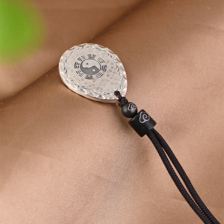 Buddha Stones Vintage 999 Sterling Silver Yin Yang Bagua Water Drop Design Balance Harmony Necklace Pendant - image 7