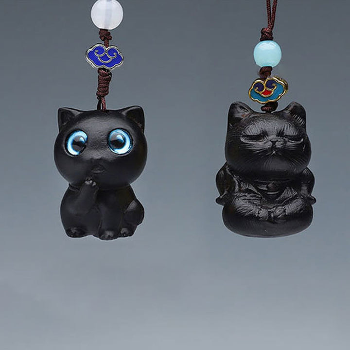 Buddha Stones Thuja Sutchuenensis Green Sandalwood Boxwood Mini Cute Animal Rabbit Cat Deer Whale Prosperity Phone Hanging Decorations - image 15