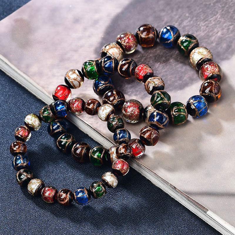 Buddha Stones Colorful Liuli Glass Bead Luck Bracelet