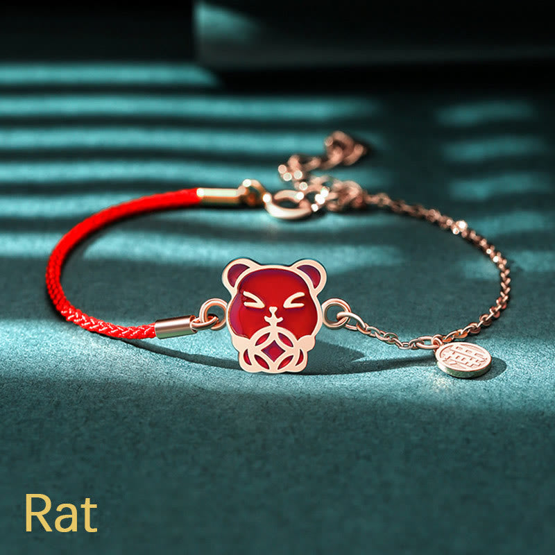Buddha Stones 925 Sterling Silver Color-changing Chinese Zodiac Luck Protection Red String Chain Bracelet - Rat(Wrist Circumference 14-15cm) - image 5