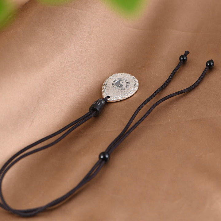 Buddha Stones Vintage 999 Sterling Silver Yin Yang Bagua Water Drop Design Balance Harmony Necklace Pendant - image 9