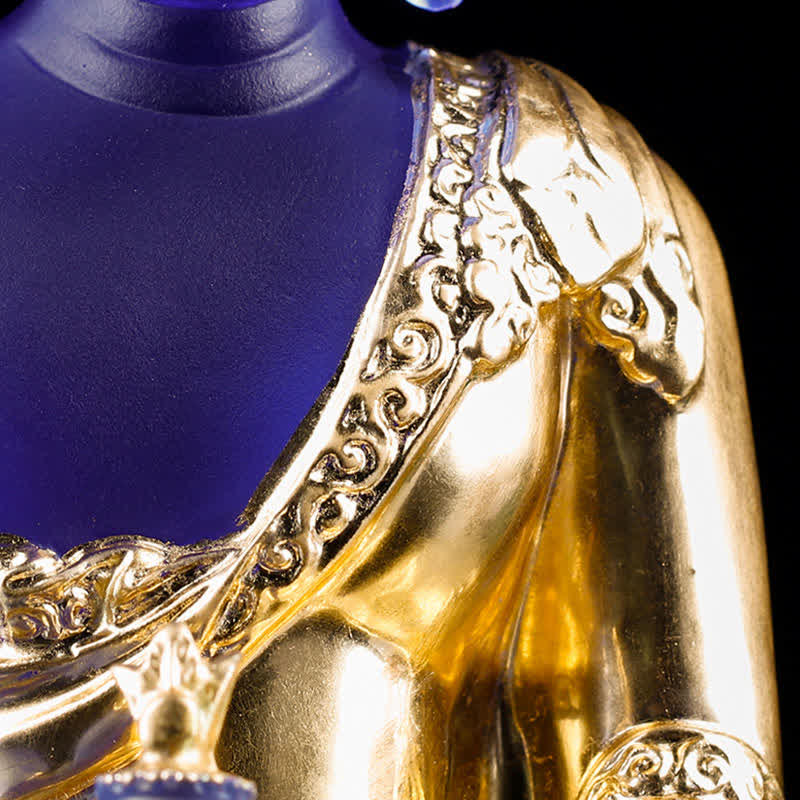 Medicine Buddha Handmade Liuli Crystal Art Piece Compassion Statue Home Office Offering Decoration - image 18