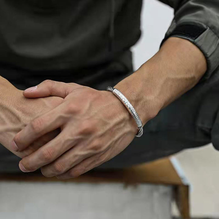 Buddha Stones Tibetan Om Mani Padme Hum Heart Sutra Purity Cuff Bracelet - image 14