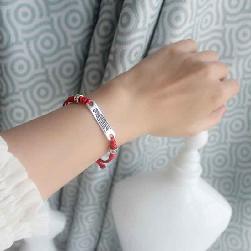 Buddha Stones 925 Sterling Silver Red String Luck Strength Braid Bracelet - image 1