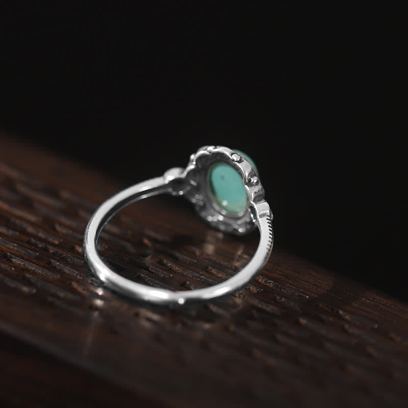 925 Sterling Silver Tibetan Turquoise Red Agate Protection Ring - image 4