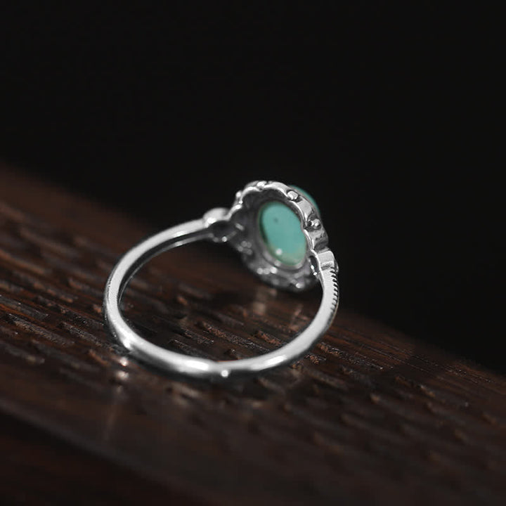 925 Sterling Silver Tibetan Turquoise Red Agate Protection Ring - image 4