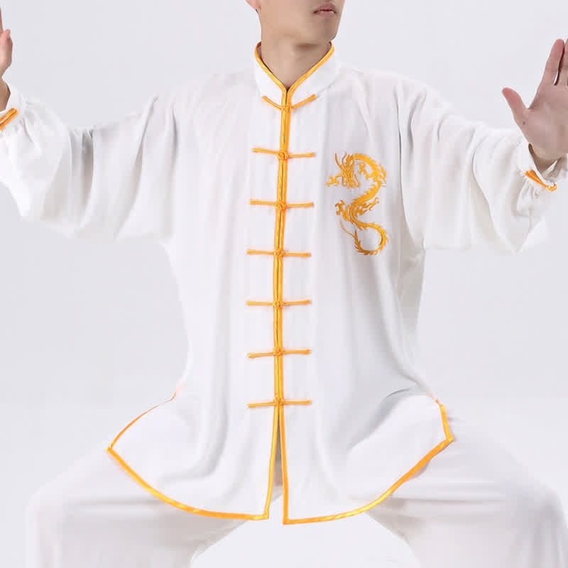 Dragon Embroidered Qi Gong Zen Spiritual Practice Meditation Prayer Uniform Unisex Clothing Set - image 1