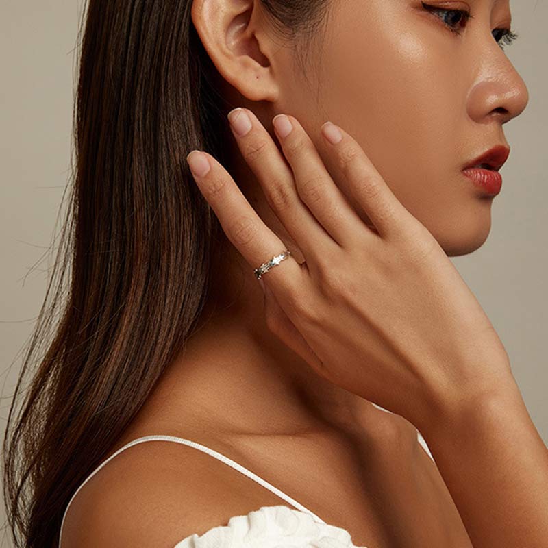 Buddha Stones 925 Sterling Silver Hamsa Symbol Zircon Adjustable Ring - image 3