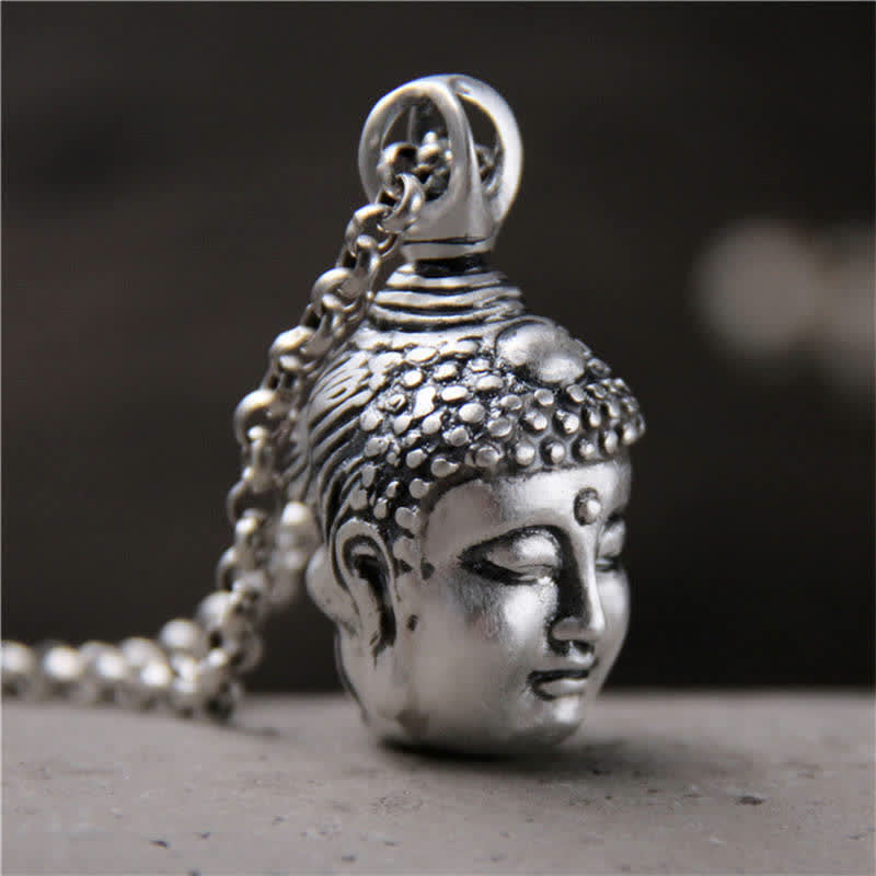 999 Sterling Silver Buddha Demon Serenity Necklace Pendant - Buddha(Only Pendant)-999 Sterling Silver - image 1