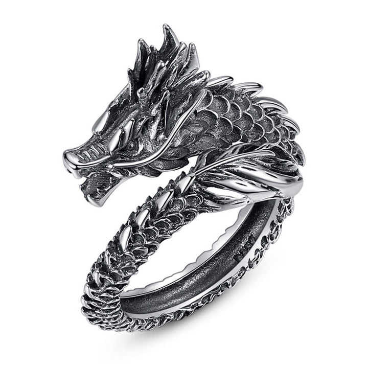 Buddha Stones 925 Sterling Silver Vintage Dragon Success Protection Strength Adjustable Ring - image 4