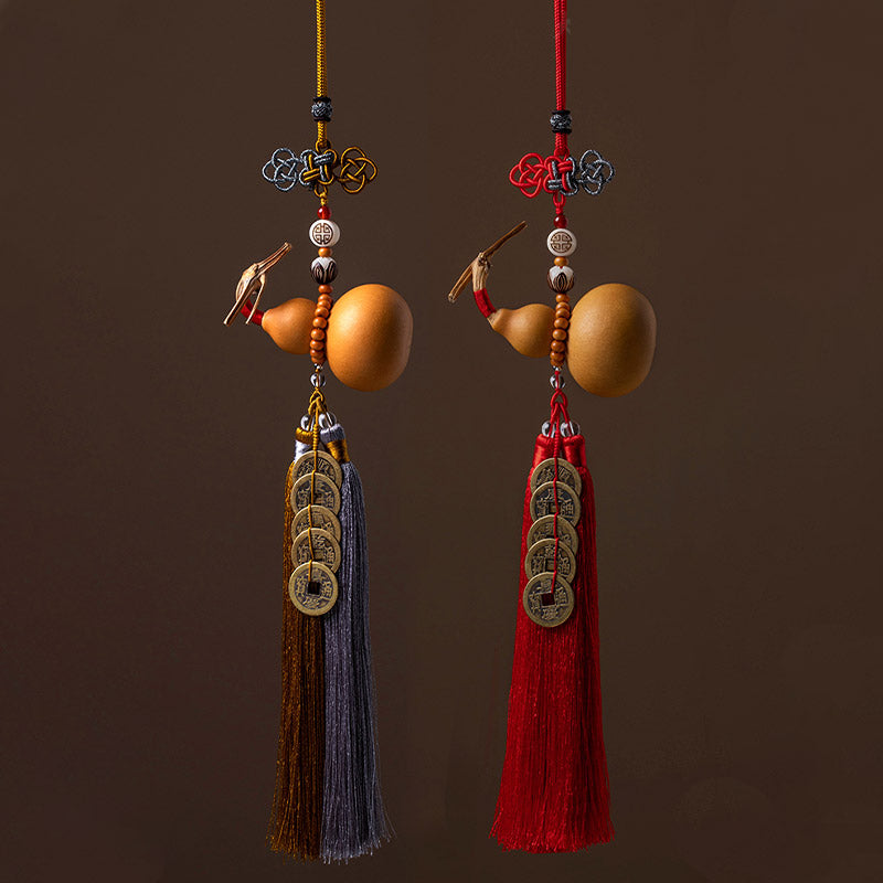 Buddha Stones Feng Shui Coins Gourd Chinese Knot Lucky Coins Five Emperor Money Wealth Tassels Decoration - image 2