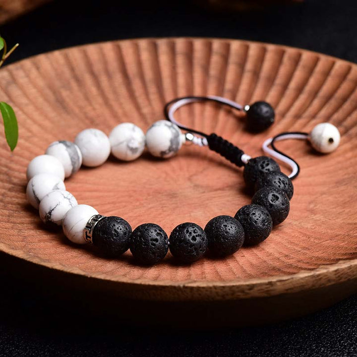 Buddha Stones Yin Yang Lava Stone Protection Bracelet - image 3