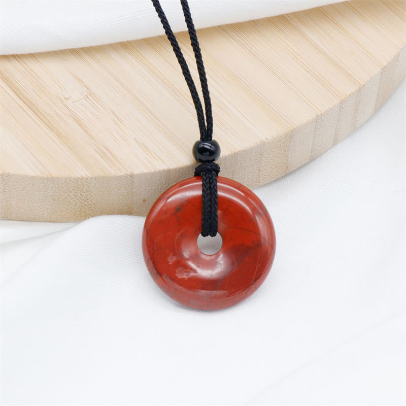 Buddha Stones Natural Lucky Coin Peace Buckle Pendant Healing Crystal Gemstone Necklace