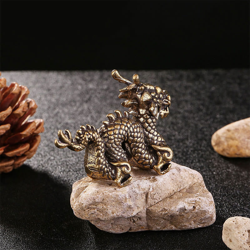 Buddha Stones Year Of The Dragon Small Auspicious Brass Dragon Luck Success Home Decoration - image 2