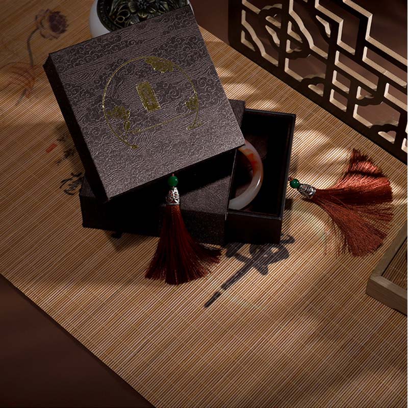 Vintage Lotus Jewelry Storage Box Tassels Gift Box - image 4