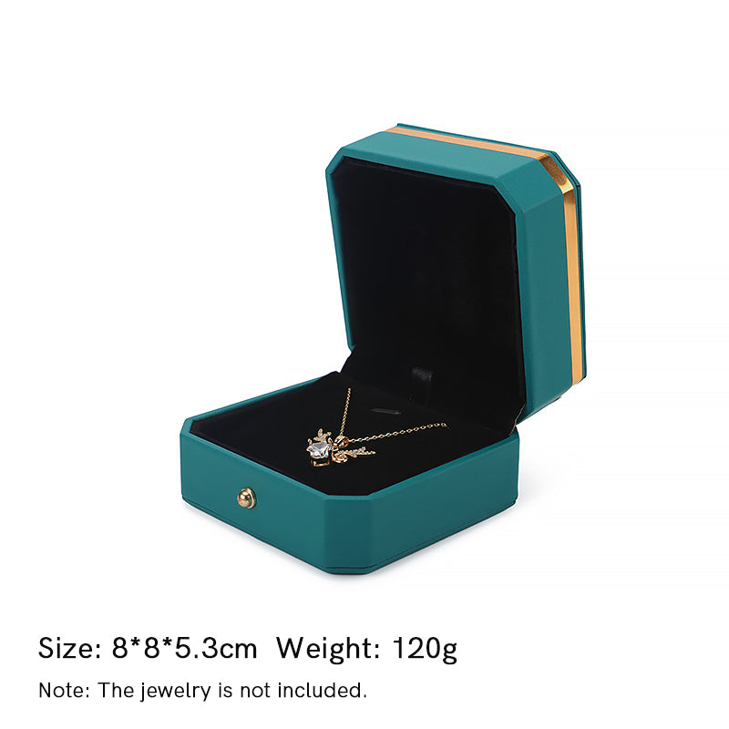 Jewelry Storage Box PU Leather Gift Box - Green - Pendant Box (8*8*5.3cm) - image 24