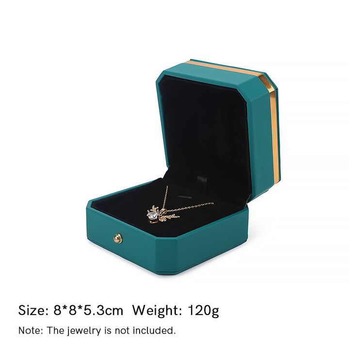 Jewelry Storage Box PU Leather Gift Box - Green - Pendant Box (8*8*5.3cm) - image 24
