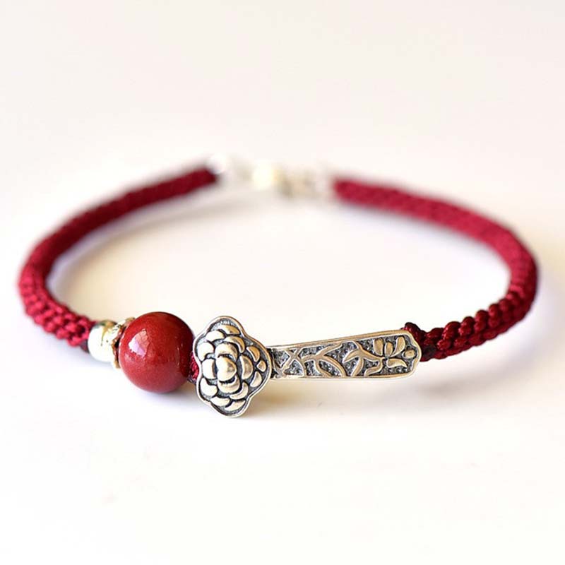Buddha Stones 925 Sterling Silver Cinnabar Blessing String Bracelet - image 3