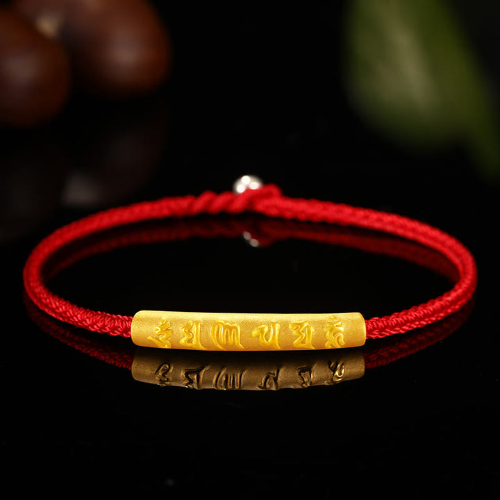 Buddha Stones Tibetan 999 Gold Om Mani Padme Hum Handcrafted Eight Thread Peace Knot Luck Braided Couple Bracelet