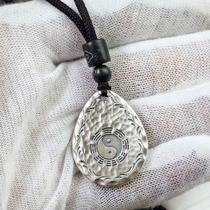 Buddha Stones Vintage 999 Sterling Silver Yin Yang Bagua Water Drop Design Balance Harmony Necklace Pendant - image 11