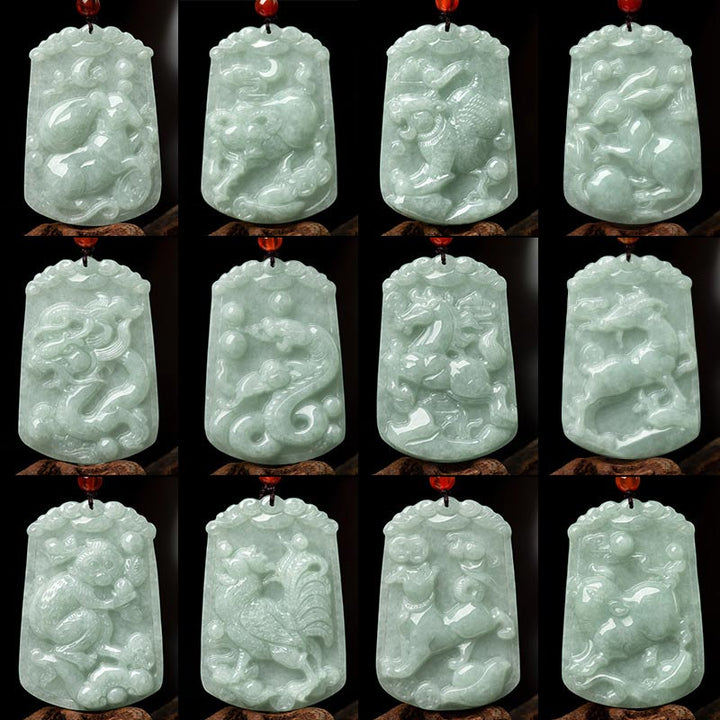 Buddha Stones Natural Jade 12 Chinese Zodiac Abundance Amulet Pendant Necklace - image 26