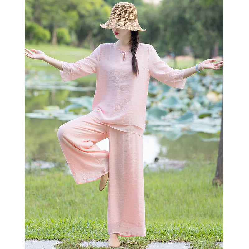 Tai Chi Meditation Prayer Zen Spiritual Morning Practice Clothing Women's Set - image 22