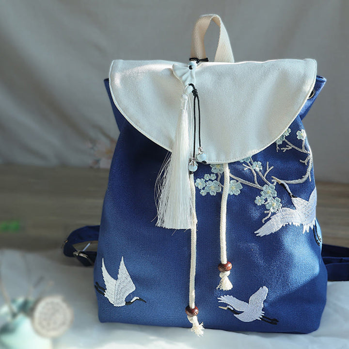 Buddha Stones Handmade Embroidered Large Capacity Canvas Backpack - image 25