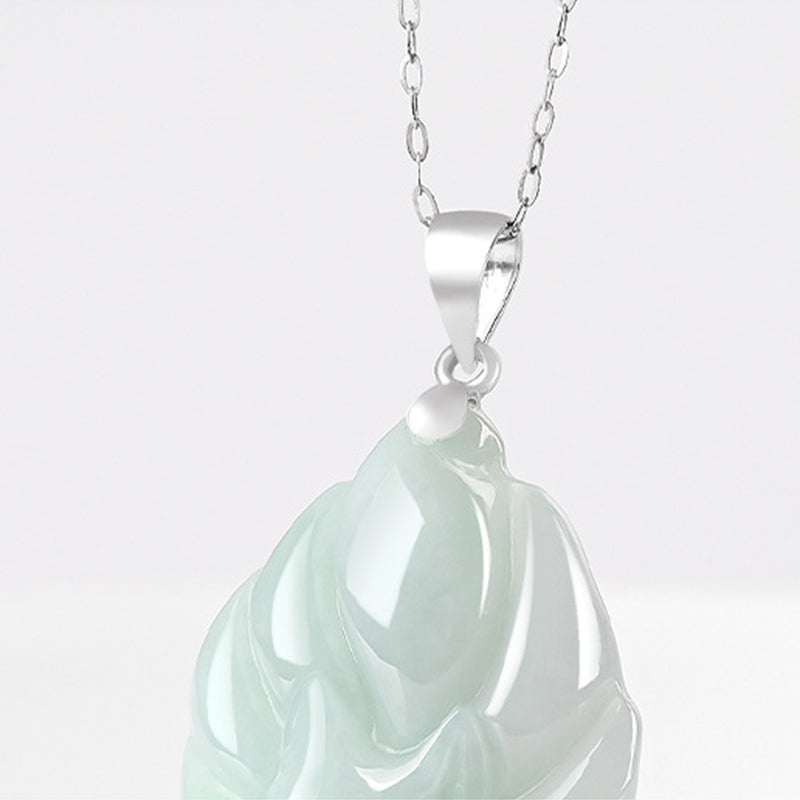 Buddha Stones Natural Jade Nine Tailed Fox Prosperity Titanium Steel Chain Necklace Pendant - image 8