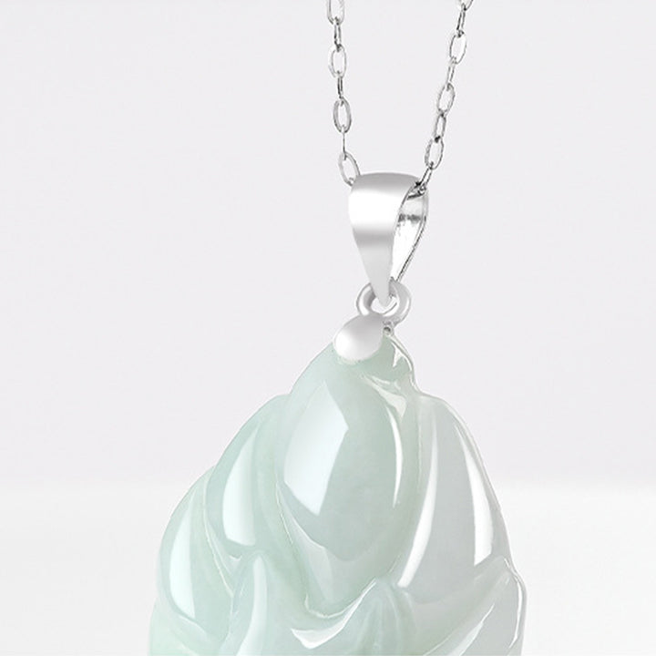 Buddha Stones Natural Jade Nine Tailed Fox Prosperity Titanium Steel Chain Necklace Pendant - image 8