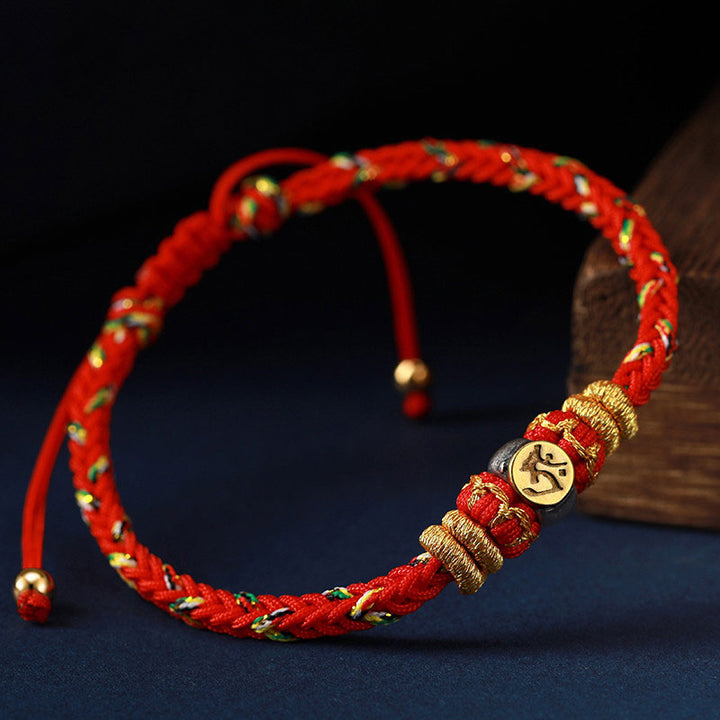 Buddha Stones Chinese Zodiac Natal Buddha Silver Luck Braided String Bracelet - image 6