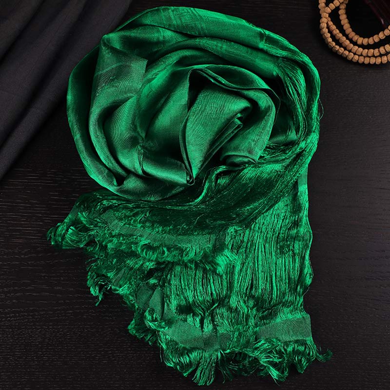 Buddha Stones Tibetan Blessing Auspicious 5 Colors Jacquard Khata Decoration - Green - image 0