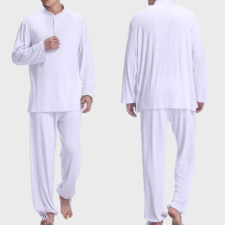 Buddha Stones Meditation Prayer Spiritual Zen Tai Chi Practice Yoga Clothing Men's Set