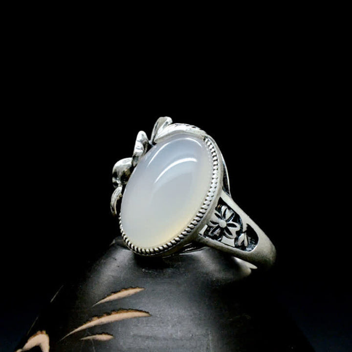 990 Sterling Silver Natural Chalcedony Plum Positive Harmony Ring - image 12