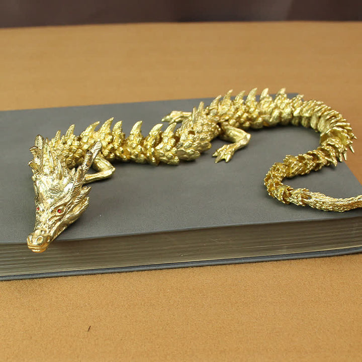 Brass Copper Dragon Wealth Luck Protection Statue Figurine Home Decoration - Gold - image 7