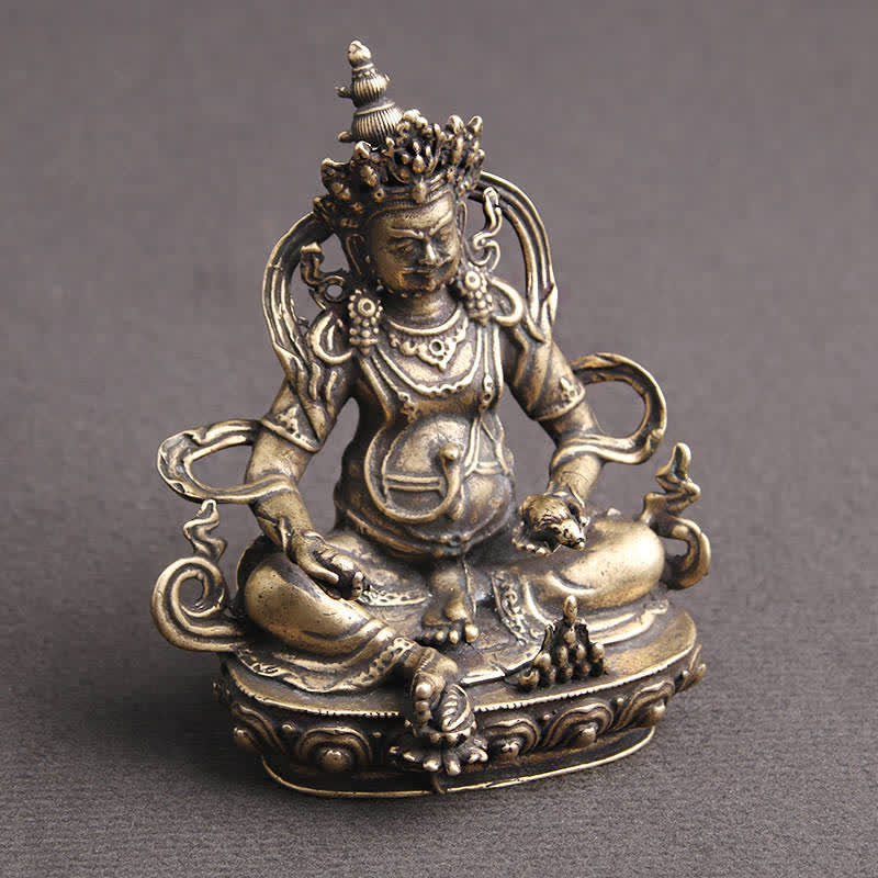 Yellow Jambhala Bodhisattva Figurine Serenity Copper Statue Decoration - image 1