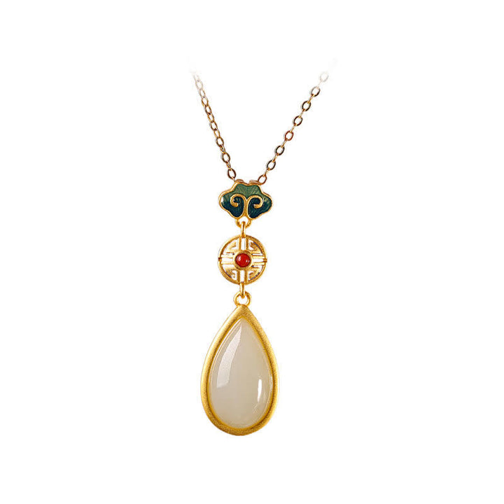 925 Sterling Silver Hetian White Jade Water Drop Chain Necklace Pendant Bracelet - image 6