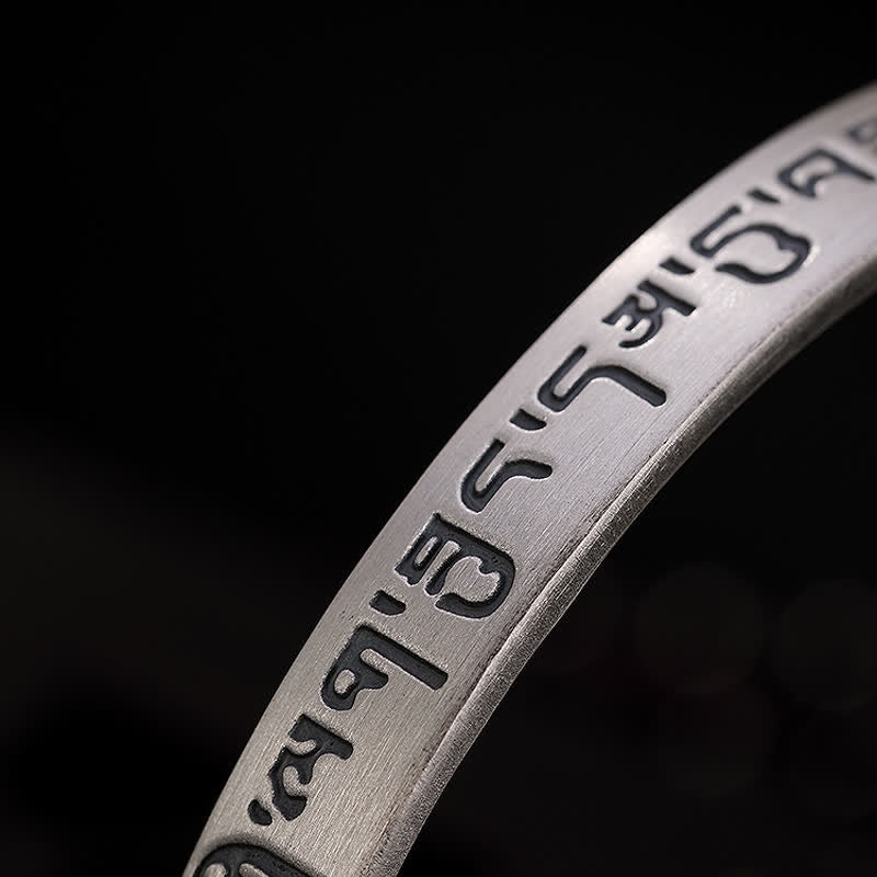 Buddha Stones 999 Sterling Silver Six True Words Heart Sutra Protection Bracelet Bangle - image 11